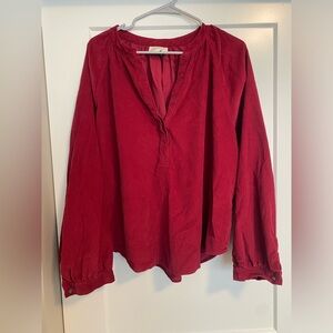 Ribbed Corduroy-Velvet Like Blouse
